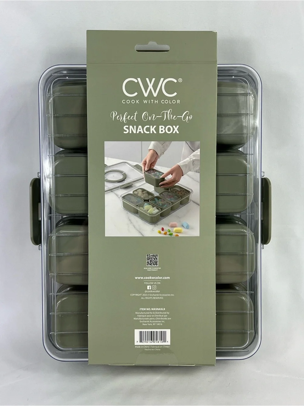 Olive Green Perfect On-The-Go Snack Box - 8 Compartment
